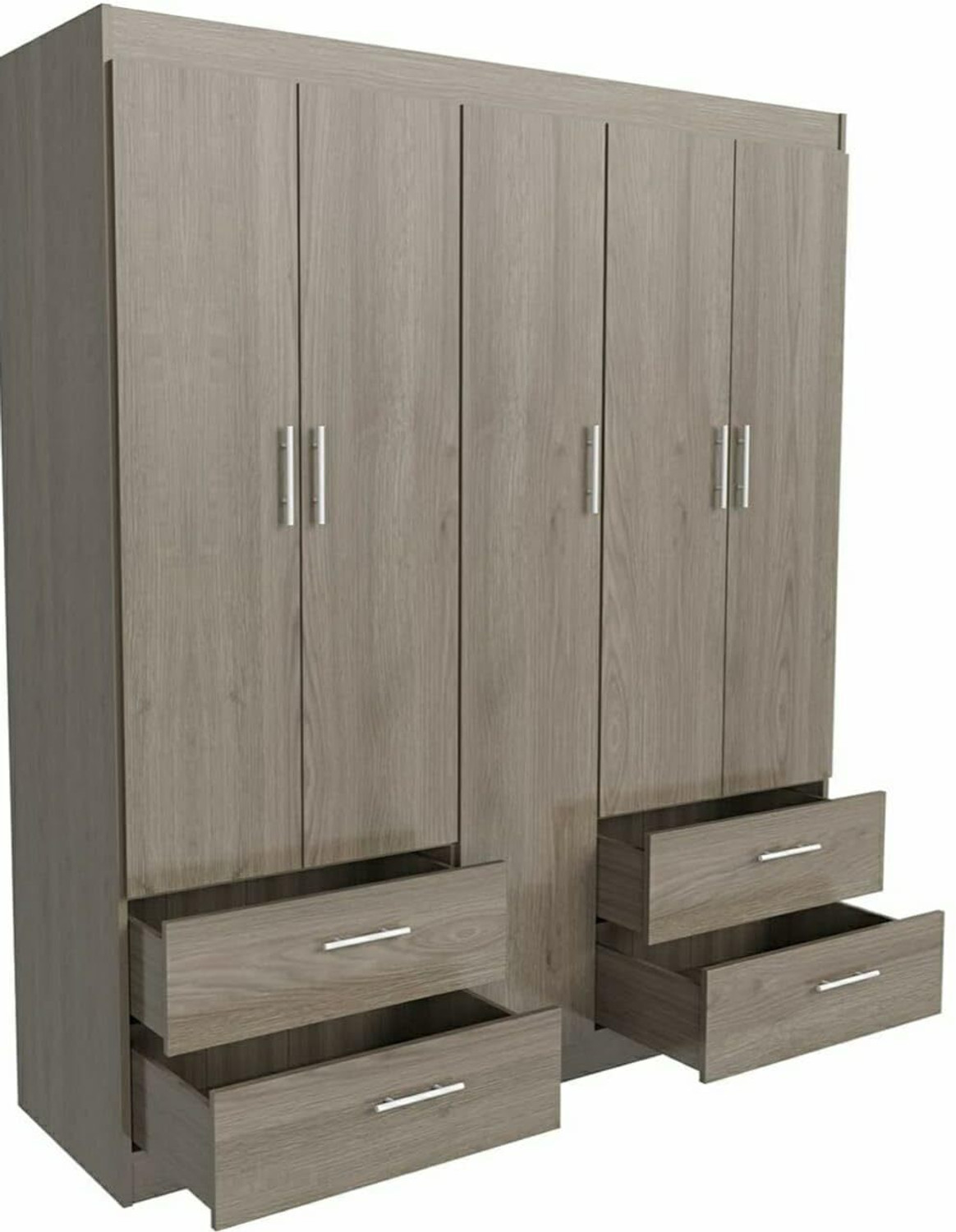 Image of CASPIAN Wooden Almirah for Clothes and Stacking space -Home Furniture Storage Engineered Wood 5 Door Wardrobe