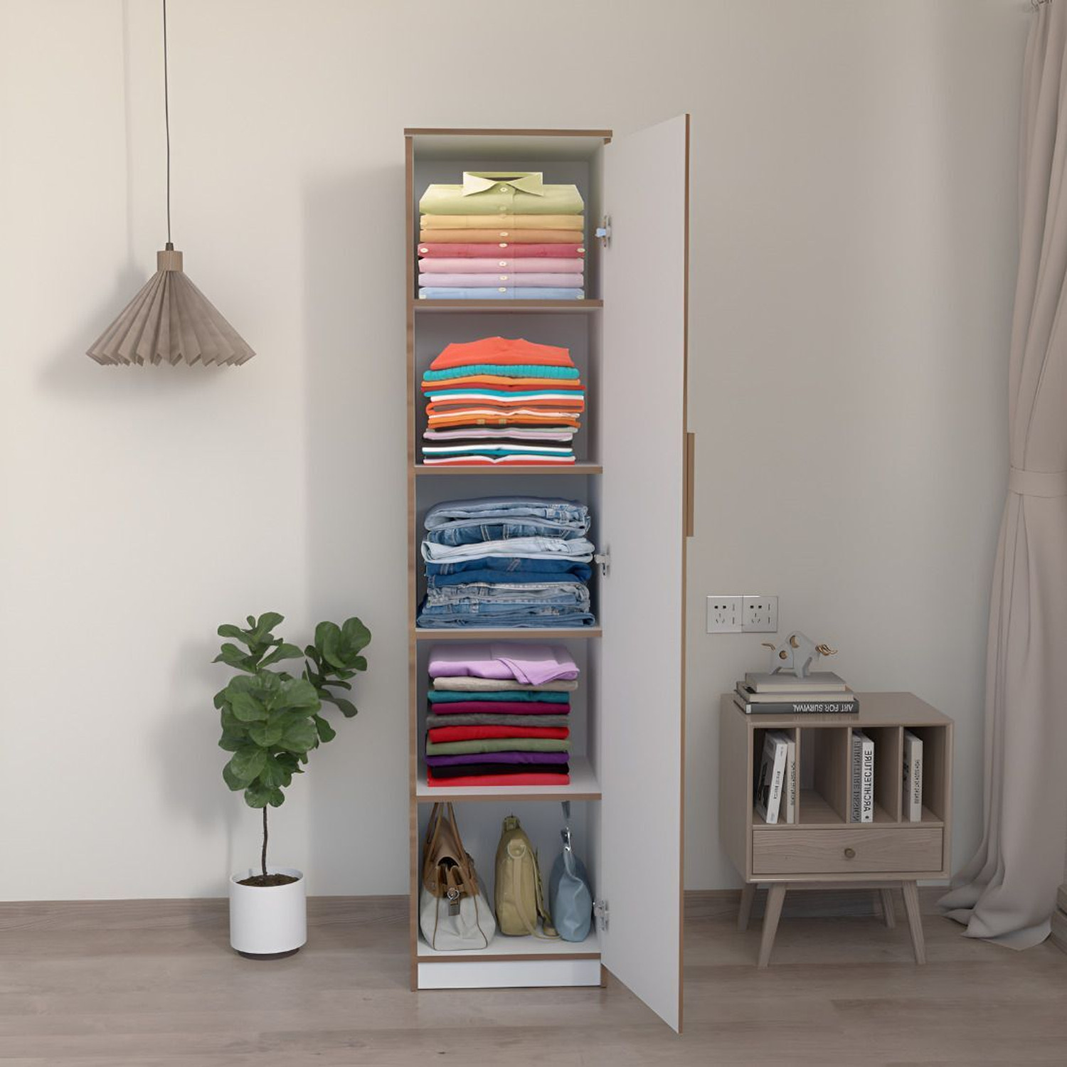 Image of neuspace Uno Engineered Wood 1 Door Wardrobe