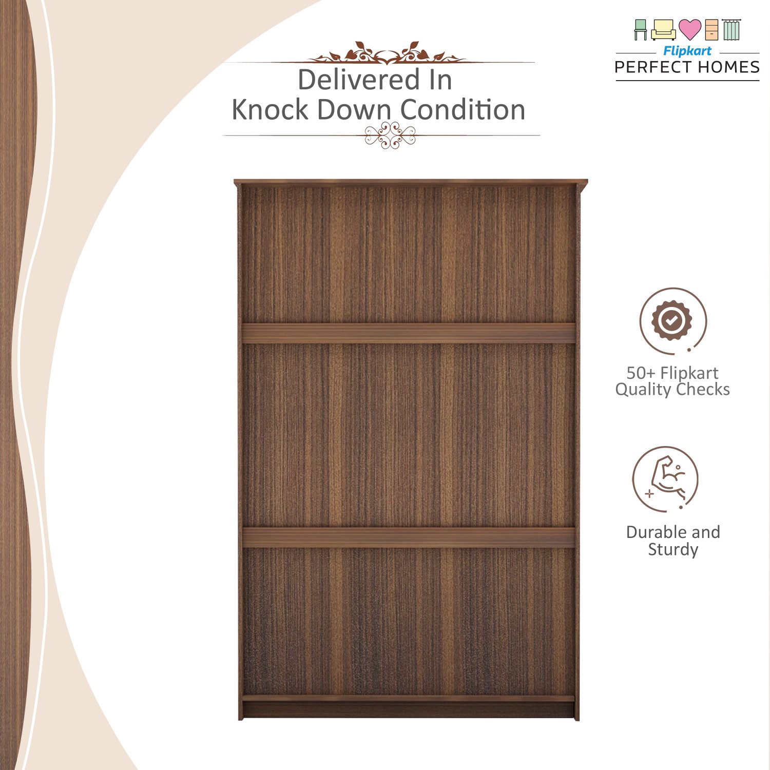 Image of Flipkart Perfect Homes Julian Engineered Wood 3 Door Wardrobe