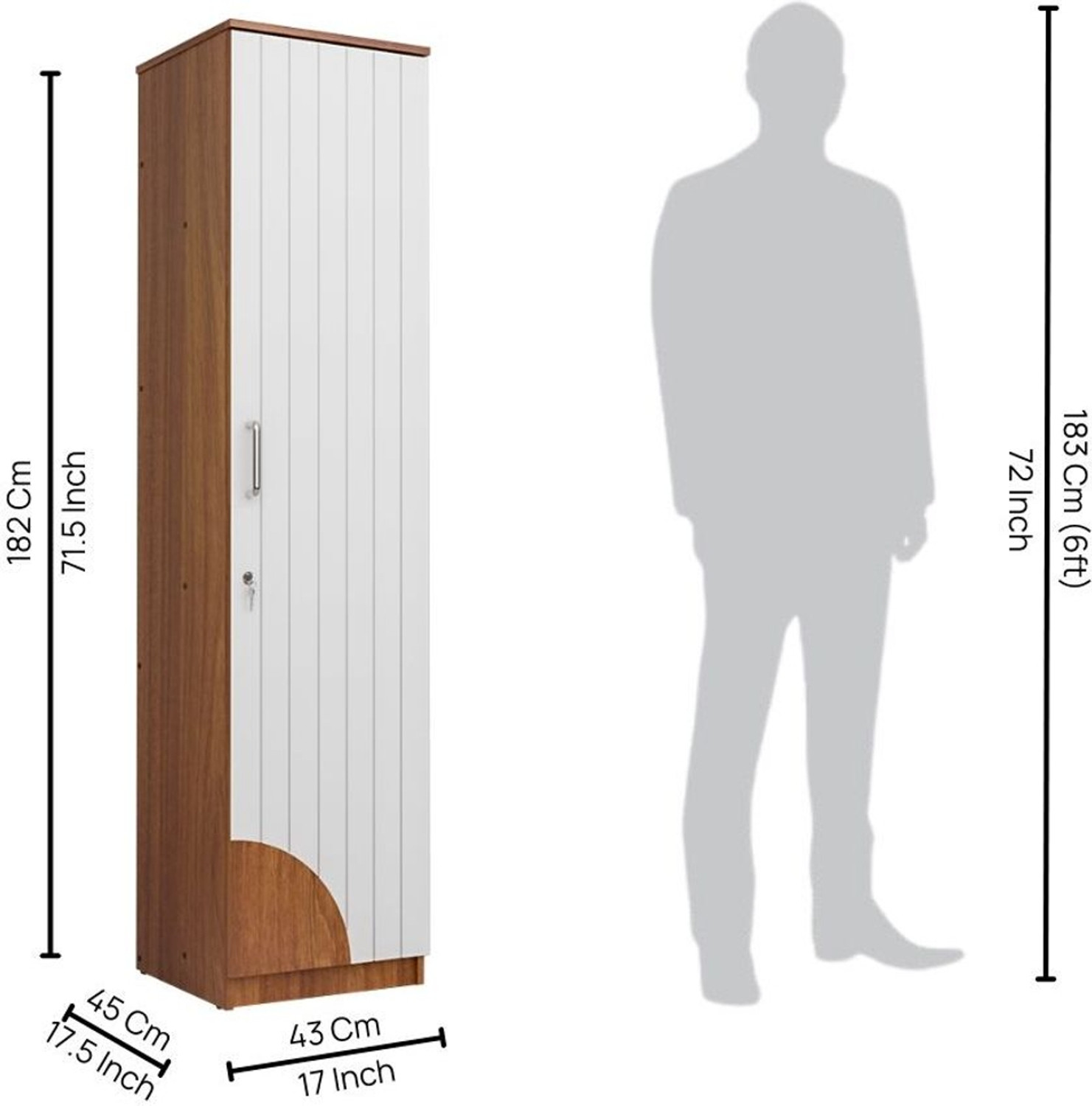 Image of neuspace Uno Engineered Wood 1 Door Wardrobe
