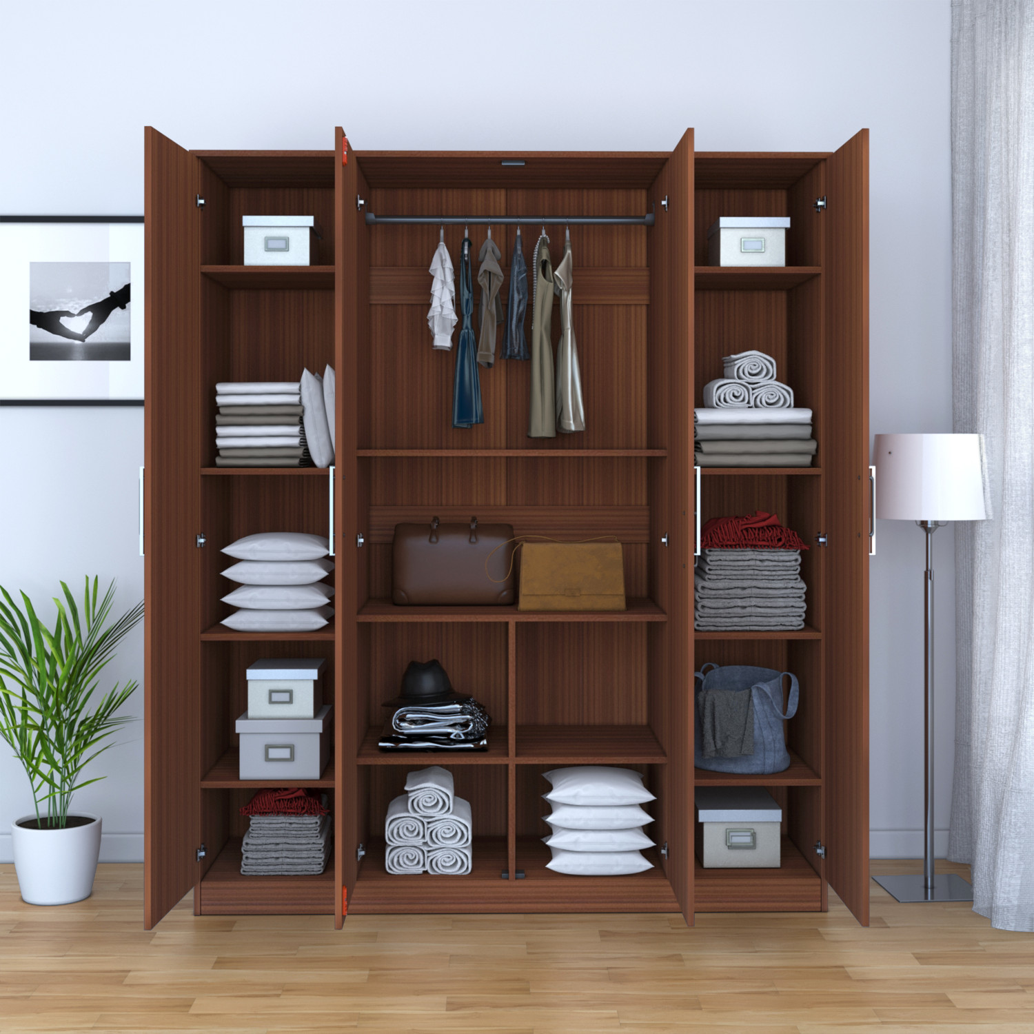 Image of Flipkart Perfect Homes Engineered Wood 4 Door Wardrobe