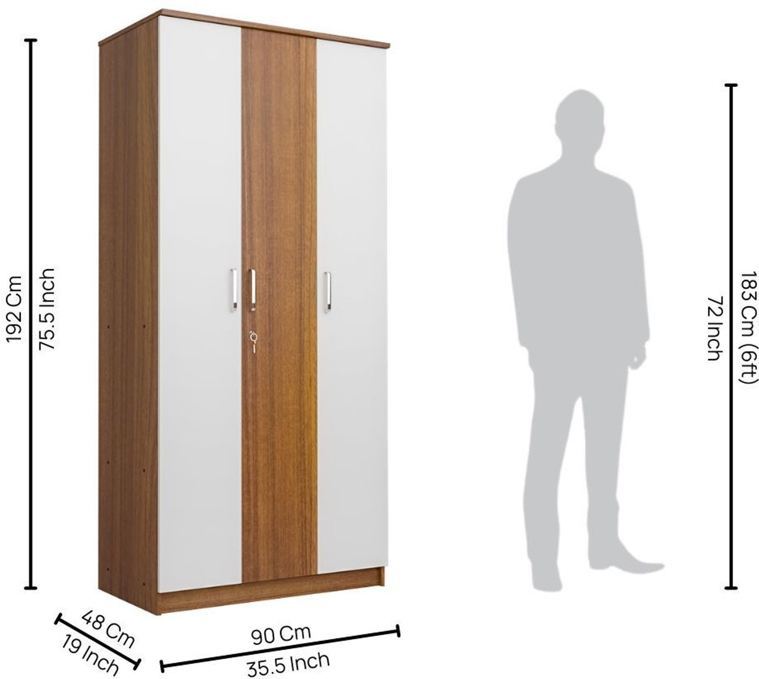Image of neuspace Trio Engineered Wood 3 Door Wardrobe
