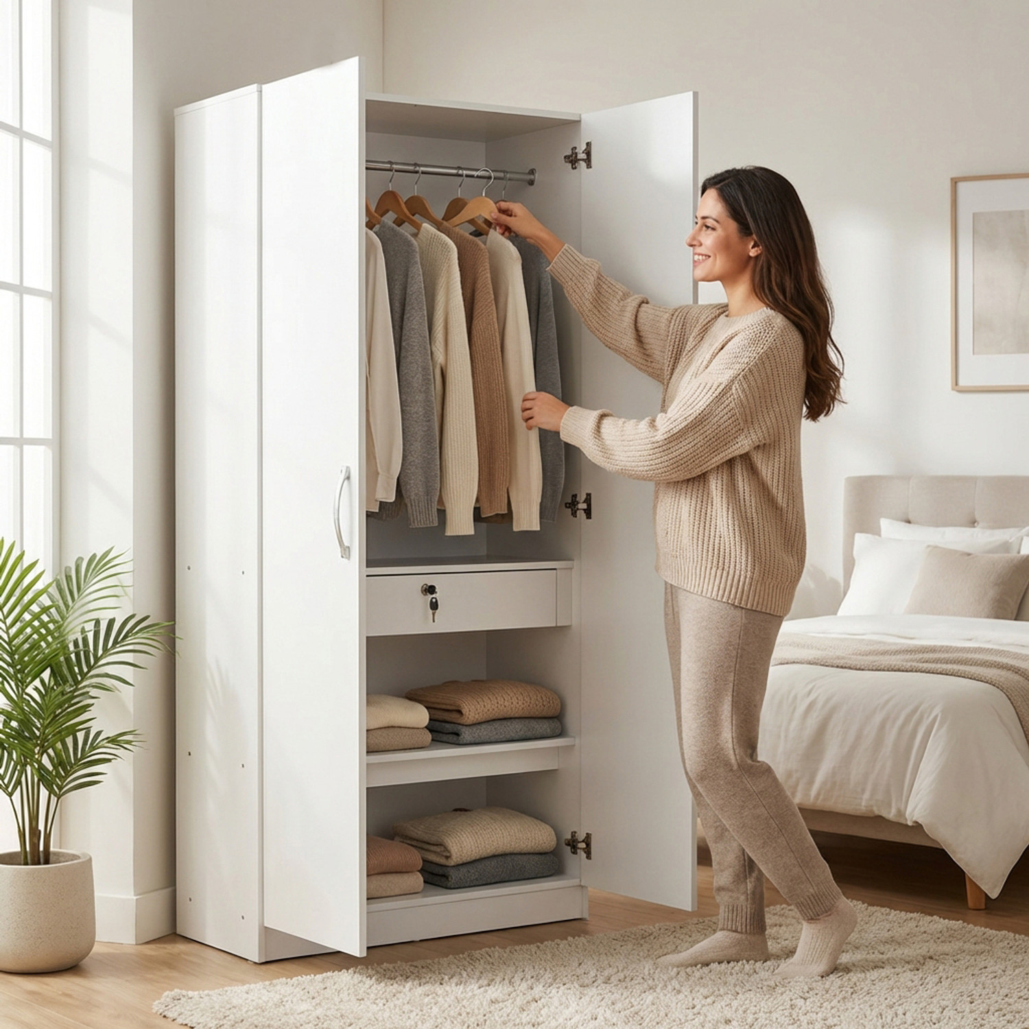 Image of Hometown Willy Engineered Wood 2 Door Wardrobe