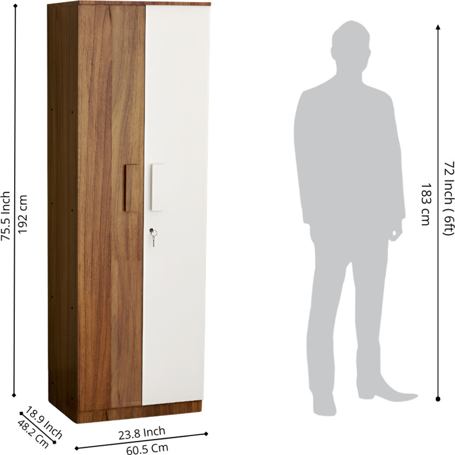 Image of neuspace Duo S Compact Clothes Storage Cabinet with Multiple Shelves Engineered Wood 2 Door Wardrobe