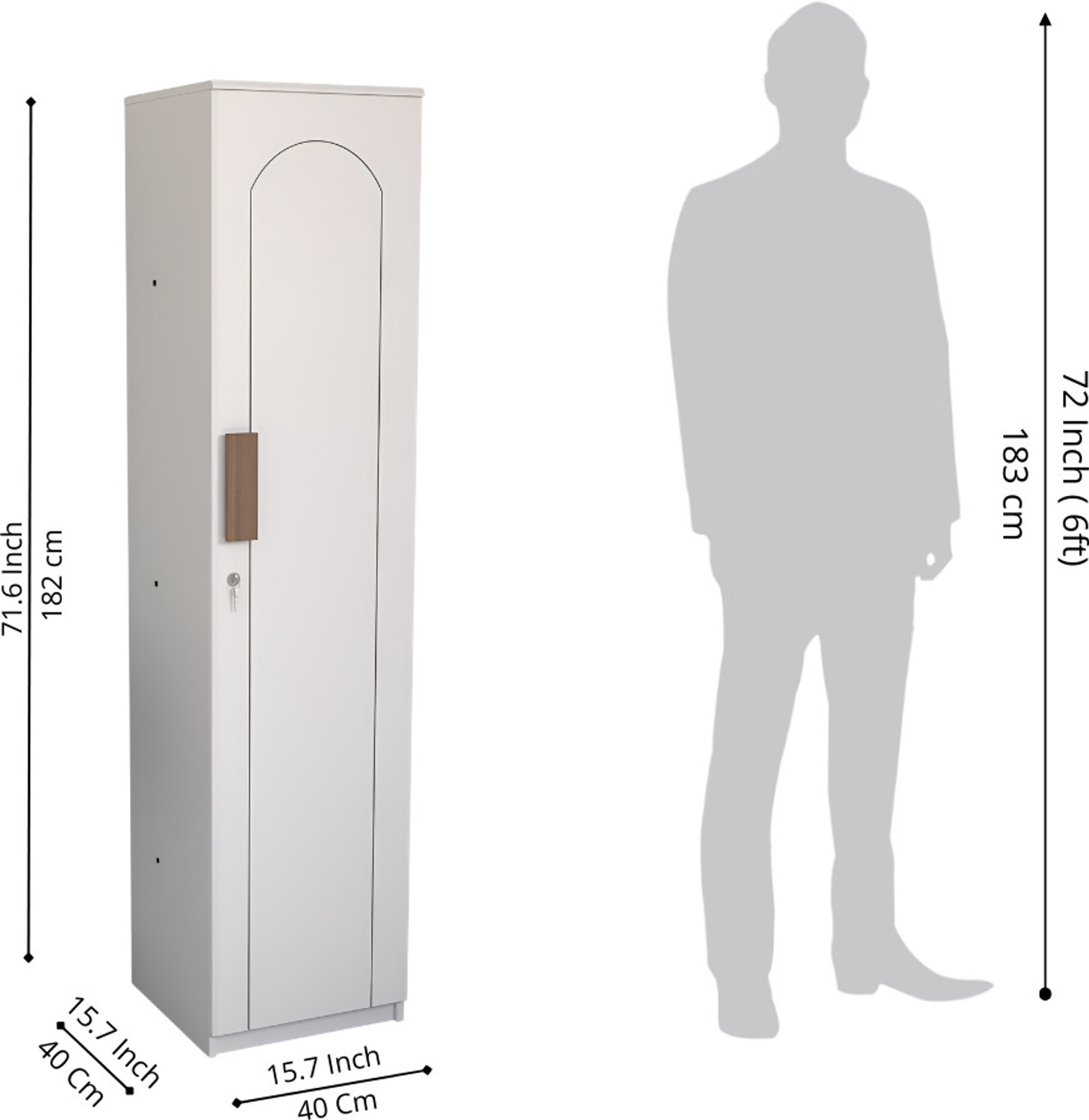 Image of neuspace Uno Engineered Wood 1 Door Wardrobe