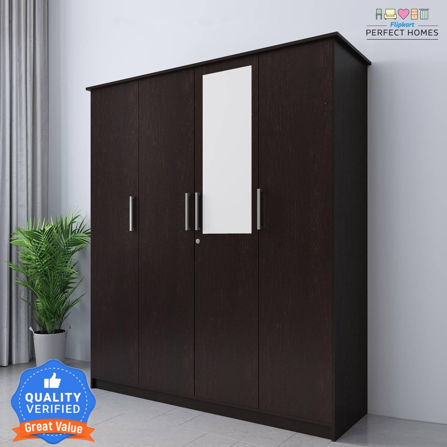 Flipkart Perfect Homes Julian Engineered Wood 4 Door Wardrobe