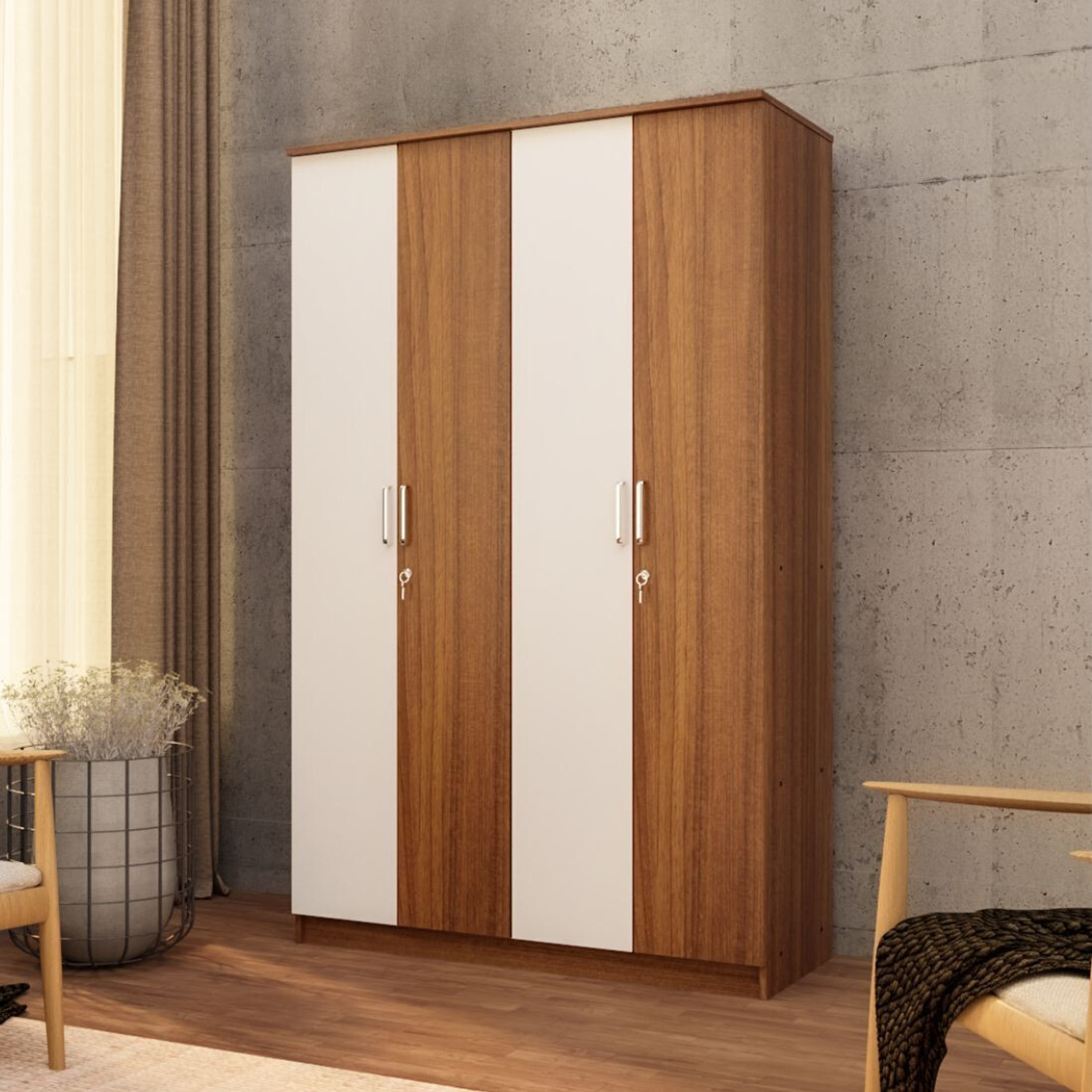 Image of neuspace Tetra Engineered Wood 4 Door Wardrobe
