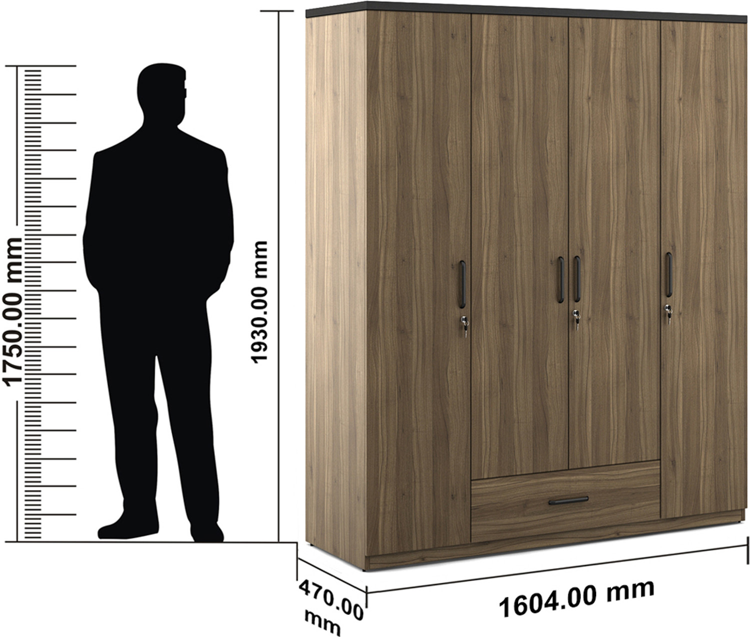 Image of SPACEWOOD HOVER Engineered Wood 4 Door Wardrobe