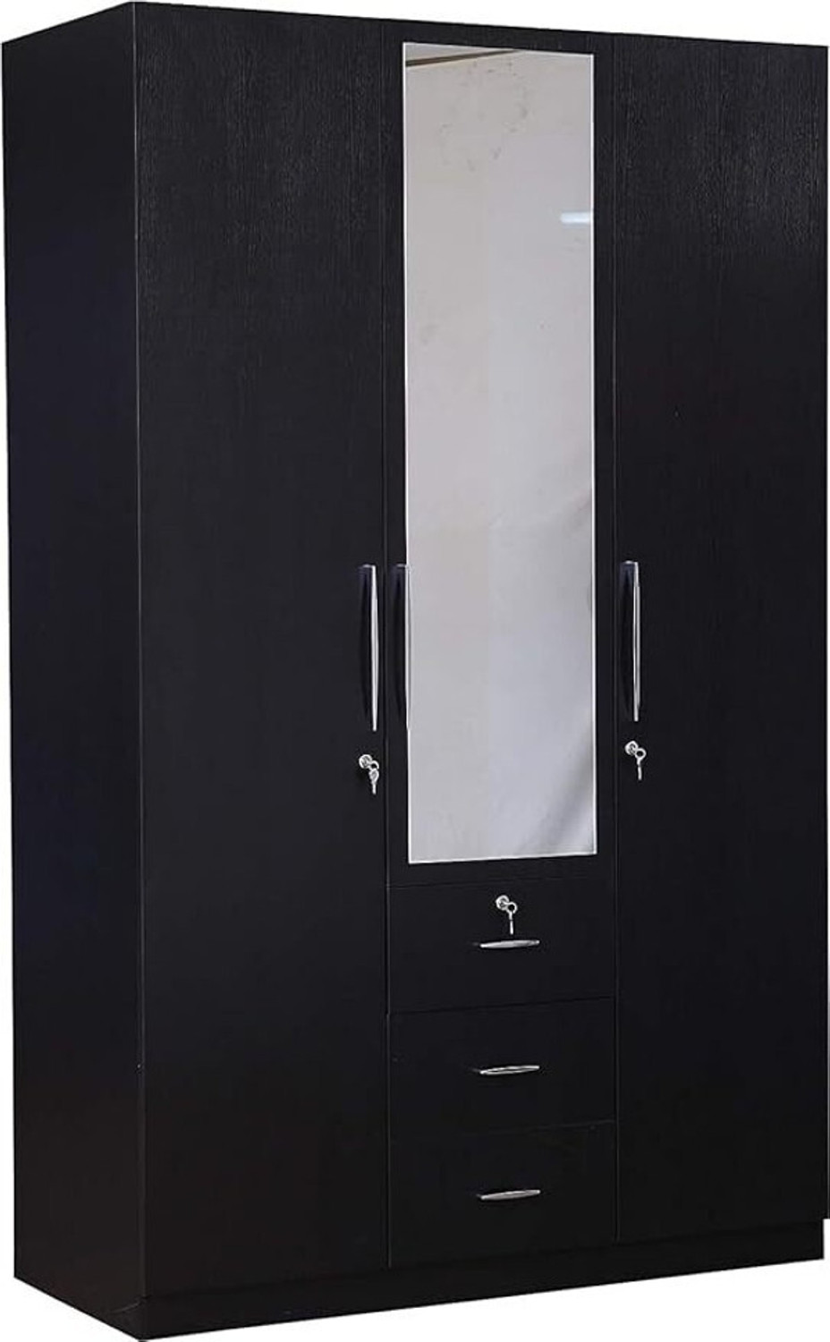 Image of CASPIAN Wooden Almirah for Clothes and Stacking space -Home Furniture Storage Engineered Wood 3 Door Wardrobe