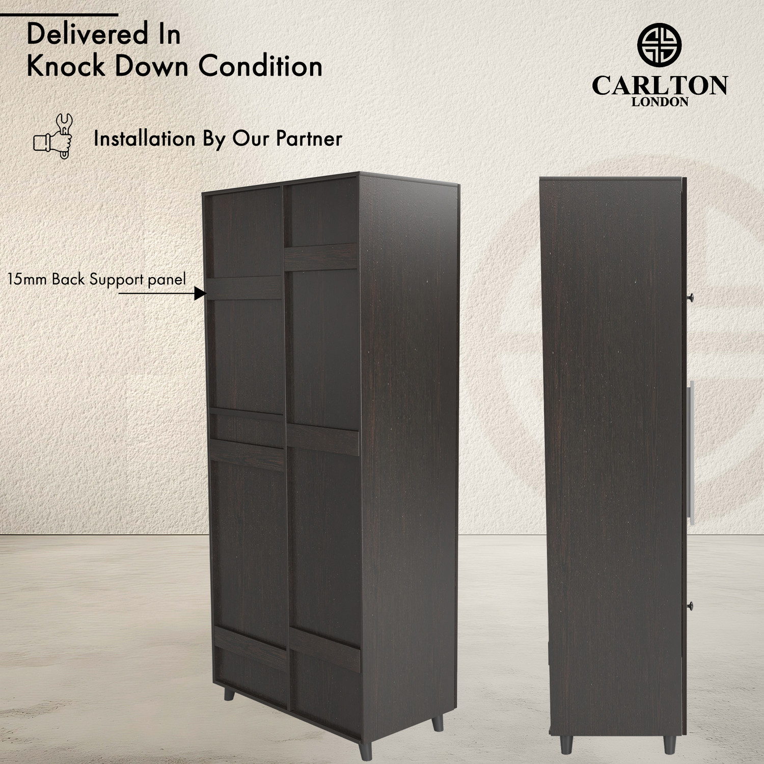 Image of CARLTON LONDON Willy Engineered Wood 3 Door Wardrobe