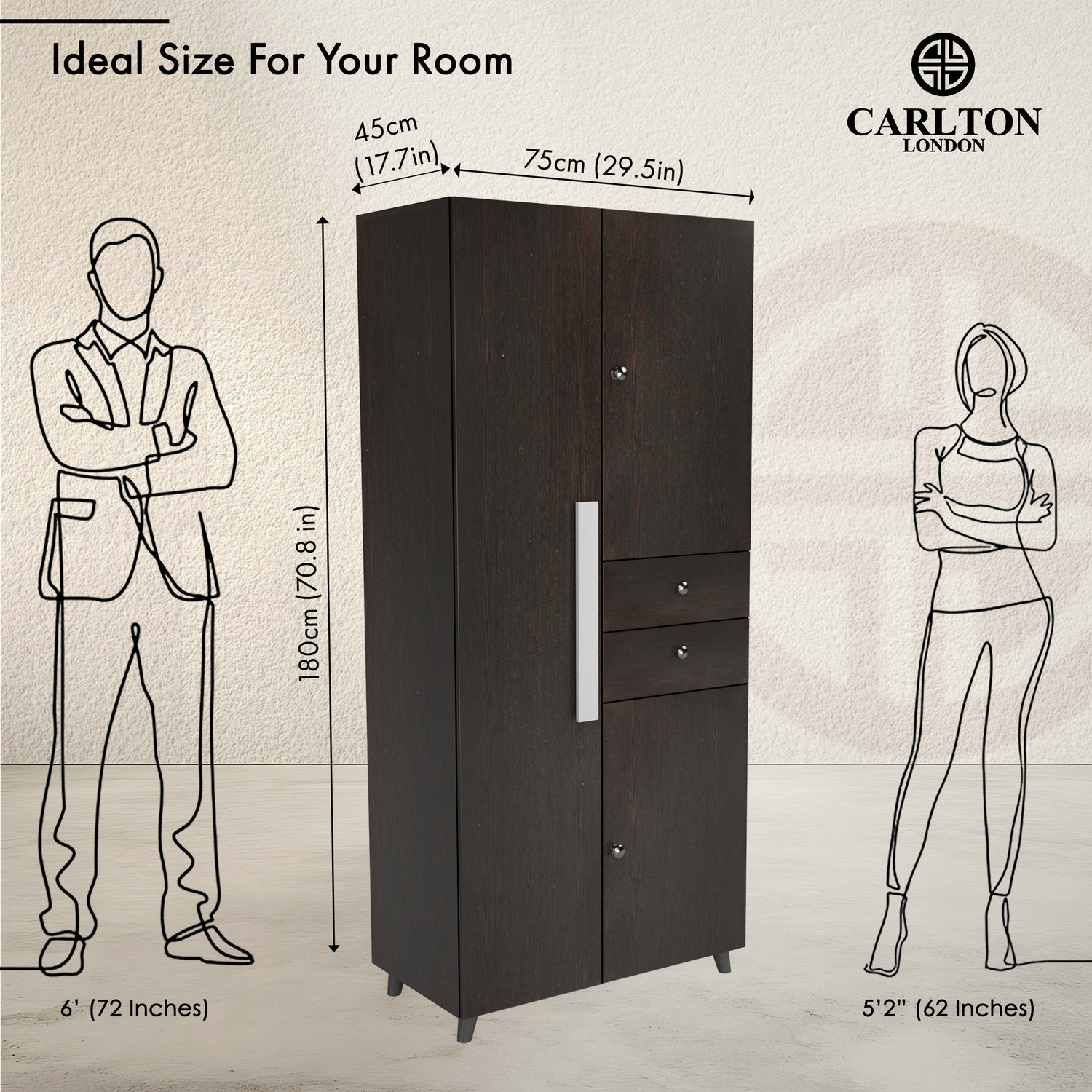 Image of CARLTON LONDON Willy Engineered Wood 3 Door Wardrobe
