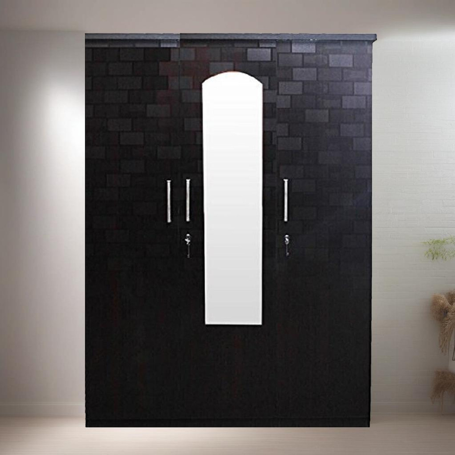 Image of CASPIAN Wooden Almirah for Clothes and Stacking space -Home Furniture Storage Engineered Wood 3 Door Wardrobe