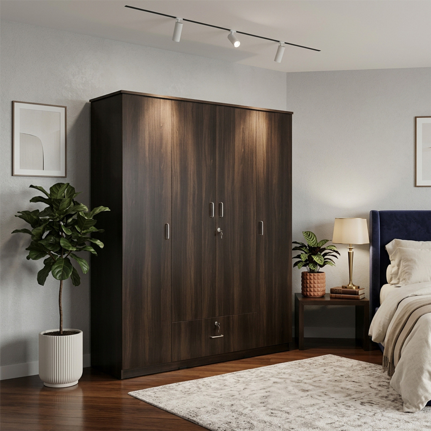 Image of Flipkart Perfect Homes Andes Engineered Wood 4 Door Wardrobe