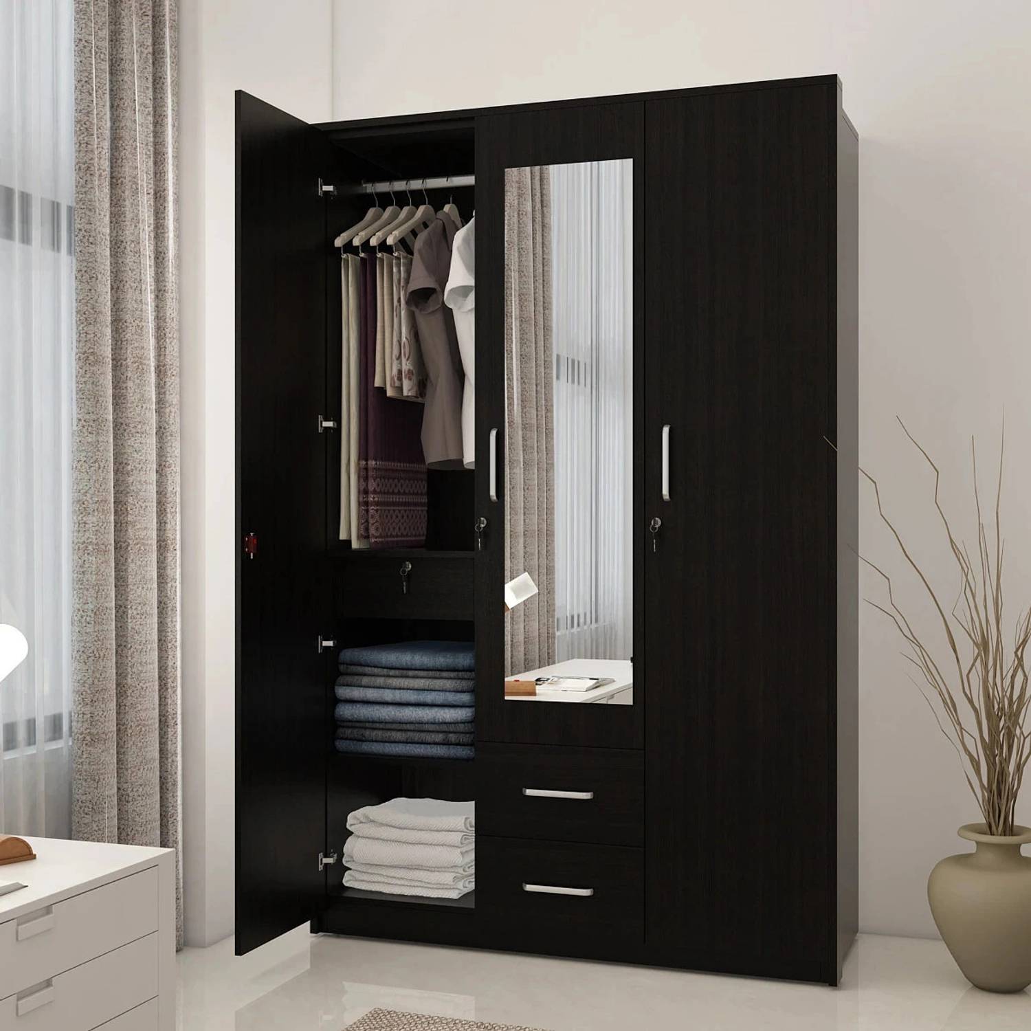 SPACEWOOD Apex Engineered Wood 3 Door Wardrobe Price in India