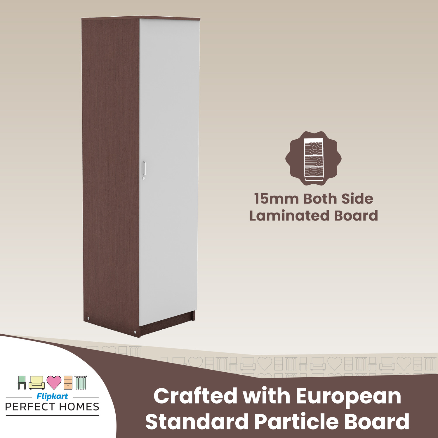 Image of Flipkart Perfect Homes Julian Engineered Wood 1 Door Wardrobe