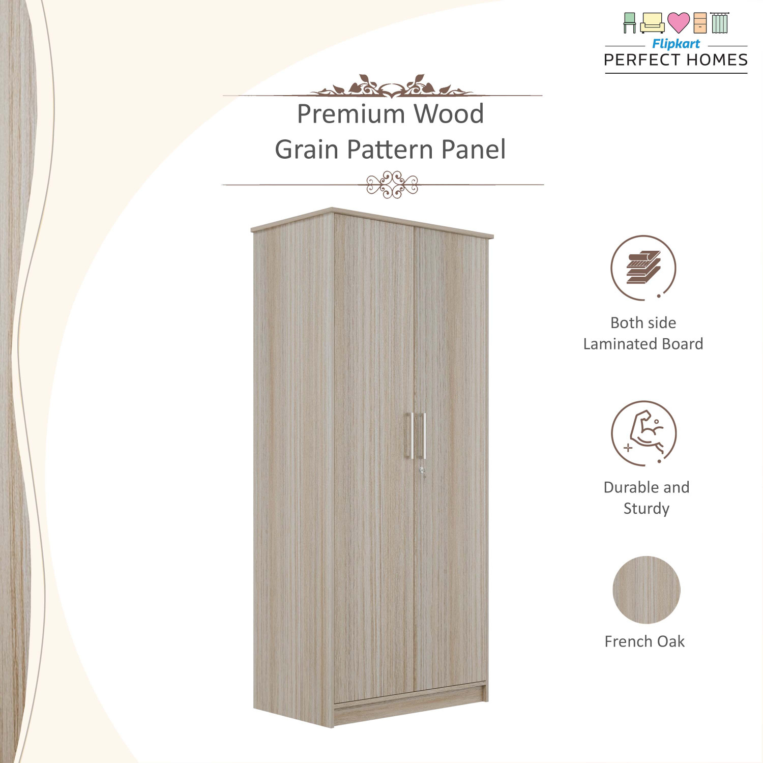 Image of Flipkart Perfect Homes Engineered Wood 2 Door Wardrobe