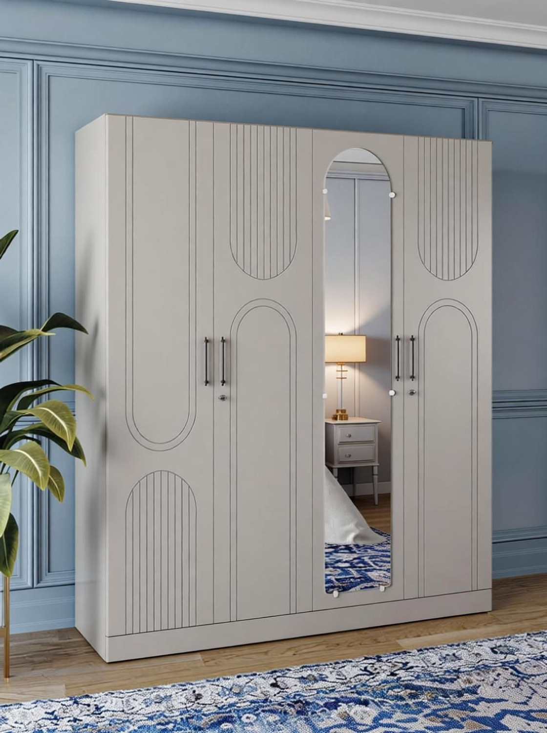 Image of Wakefit Tyrian Engineered Wood 4 Door Wardrobe