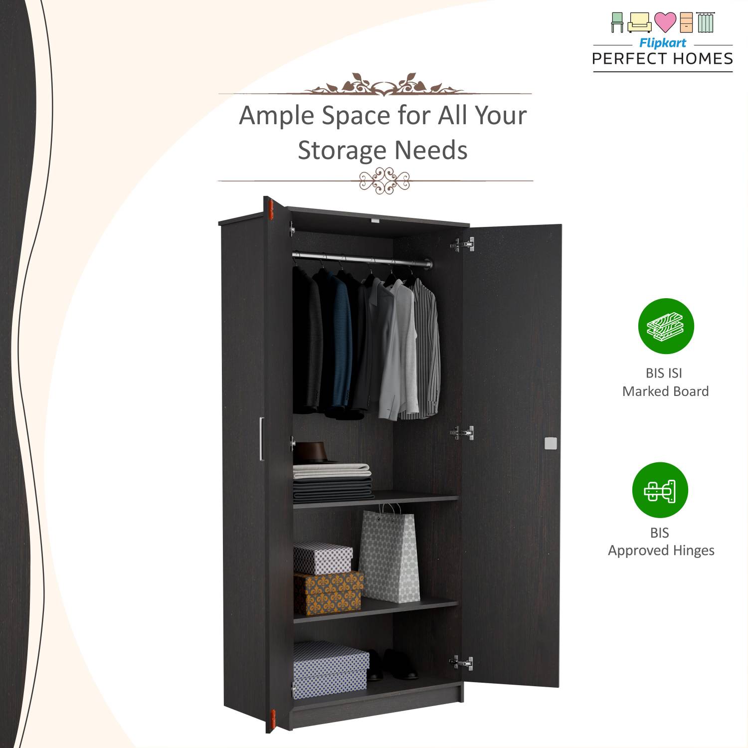 Flipkart Perfect Homes Julian Engineered Wood 2 Door Wardrobe