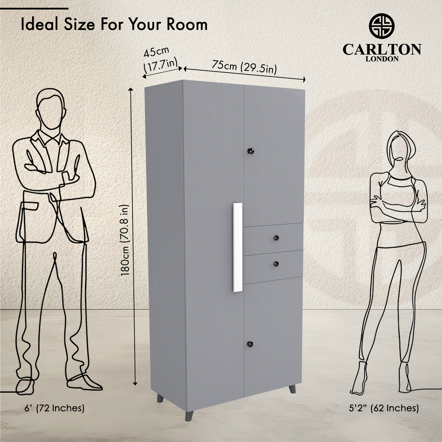 Image of CARLTON LONDON Willy Engineered Wood 3 Door Wardrobe
