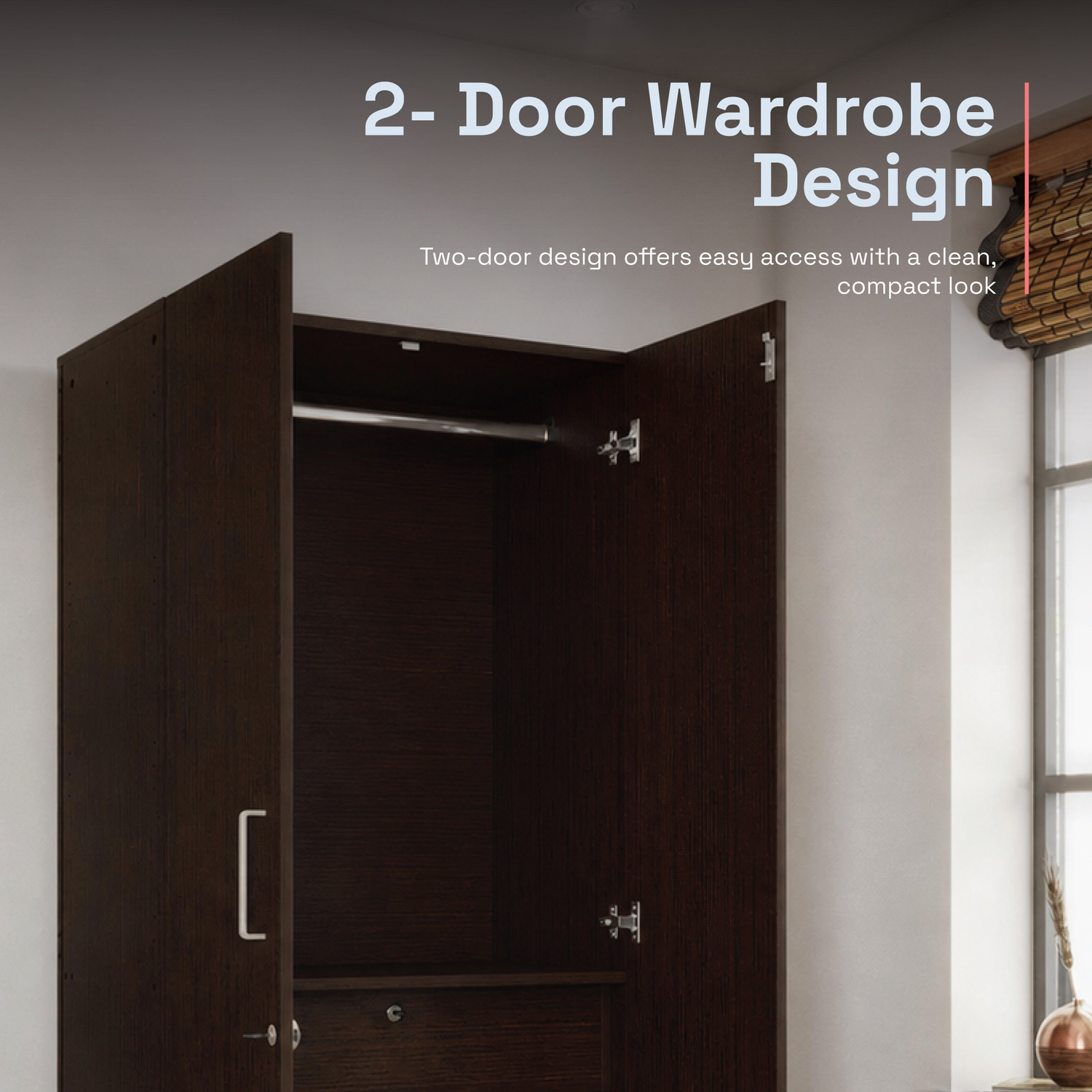 Image of Wakefit Gingham Engineered Wood 2 Door Wardrobe