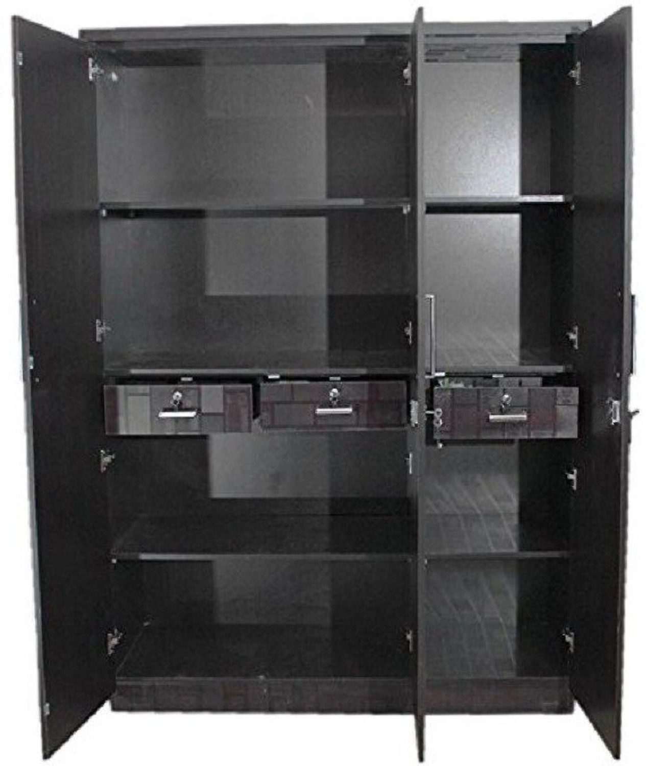 Image of CASPIAN Wooden Almirah for Clothes and Stacking space -Home Furniture Storage Engineered Wood 3 Door Wardrobe