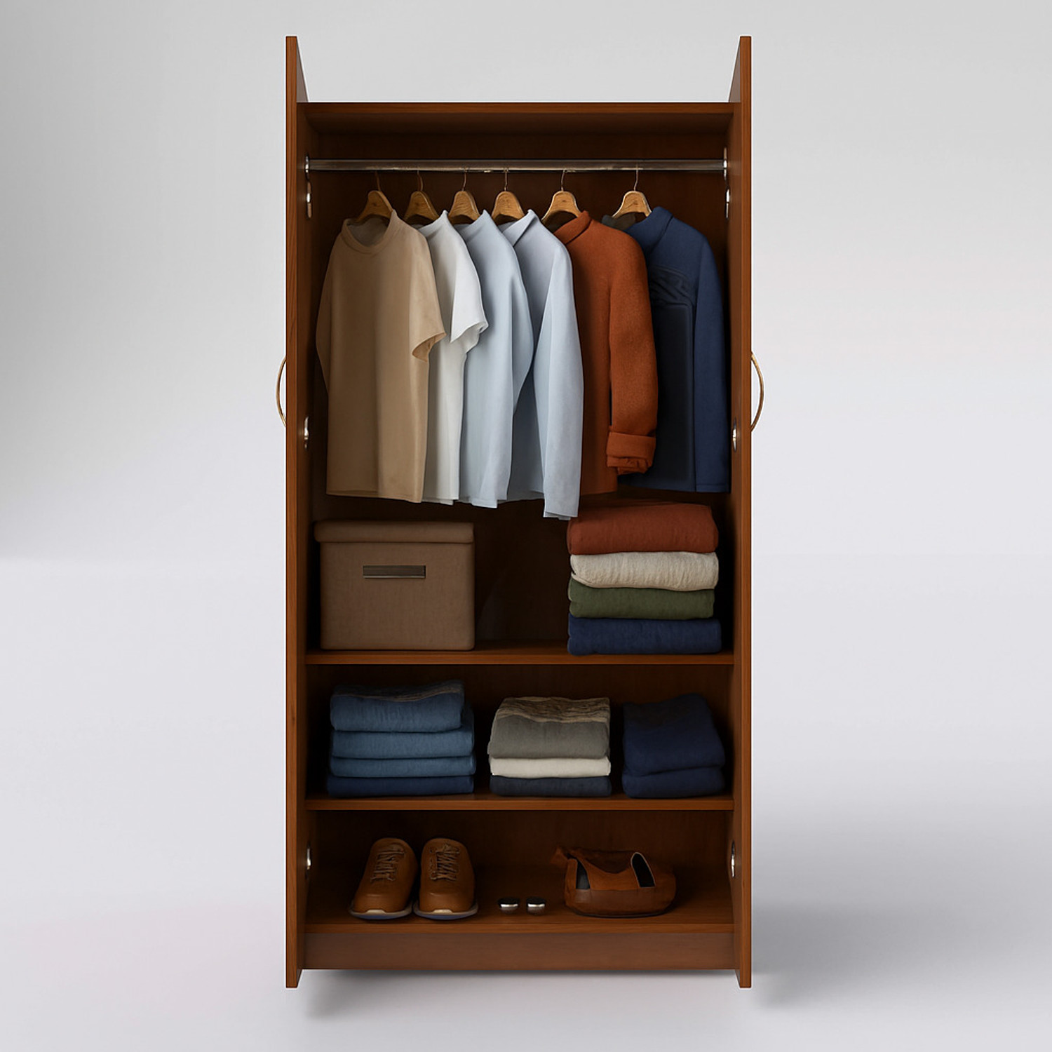 Image of NITYAM Wooden Furniture Wardrobe With Storage Clothes Hanger for Bedroom Engineered Wood 2 Door Wardrobe