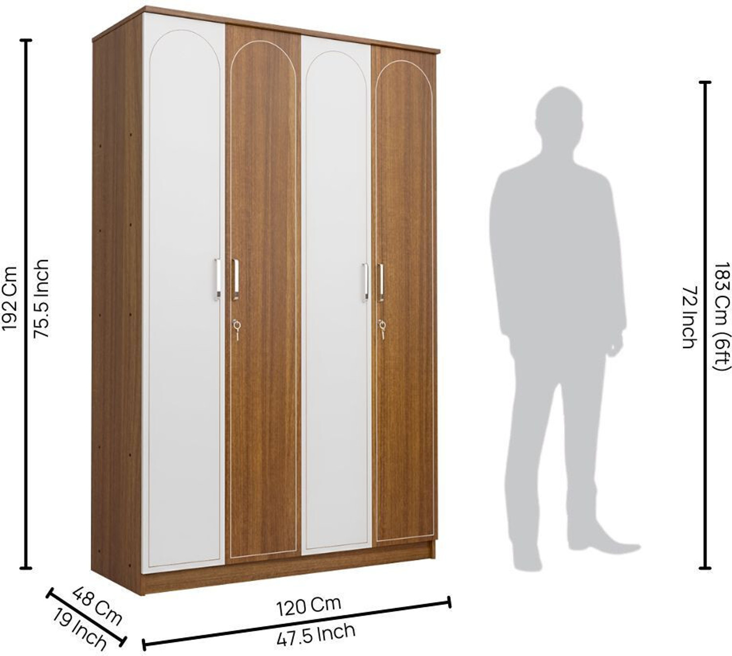 Image of neuspace Tetra Engineered Wood 4 Door Wardrobe