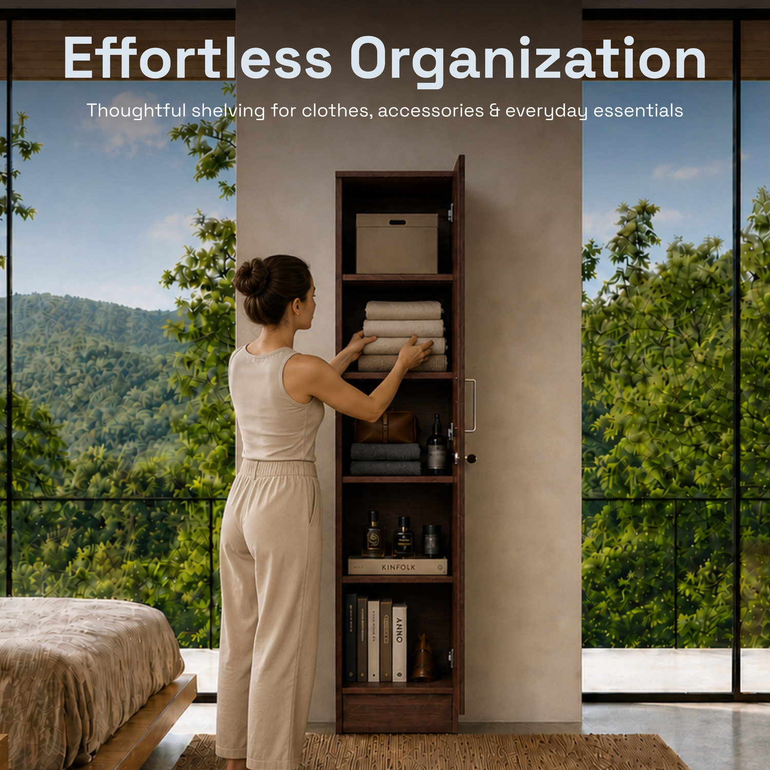 Image of Wakefit Hunor Engineered Wood 1 Door Wardrobe