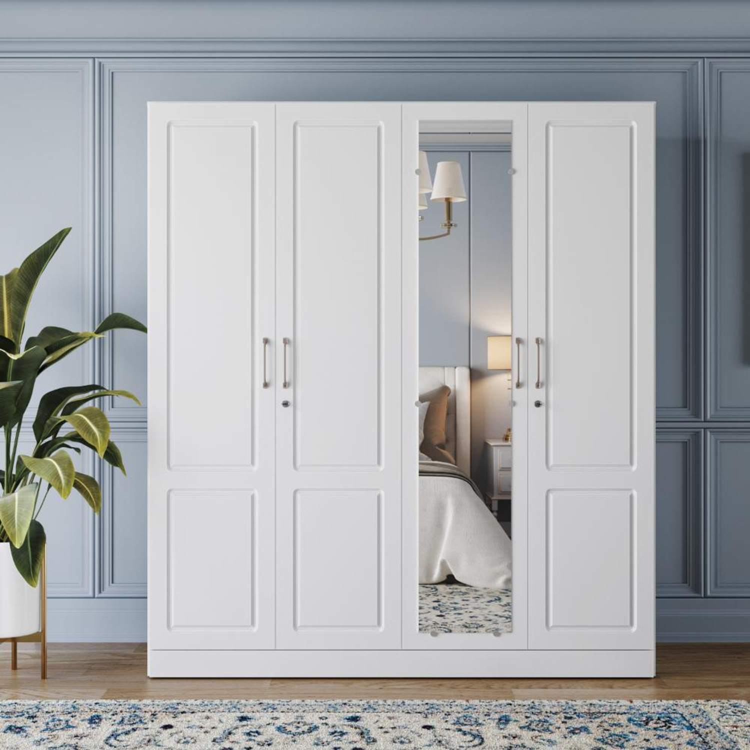 Image of Wakefit Tyrian Engineered Wood 4 Door Wardrobe