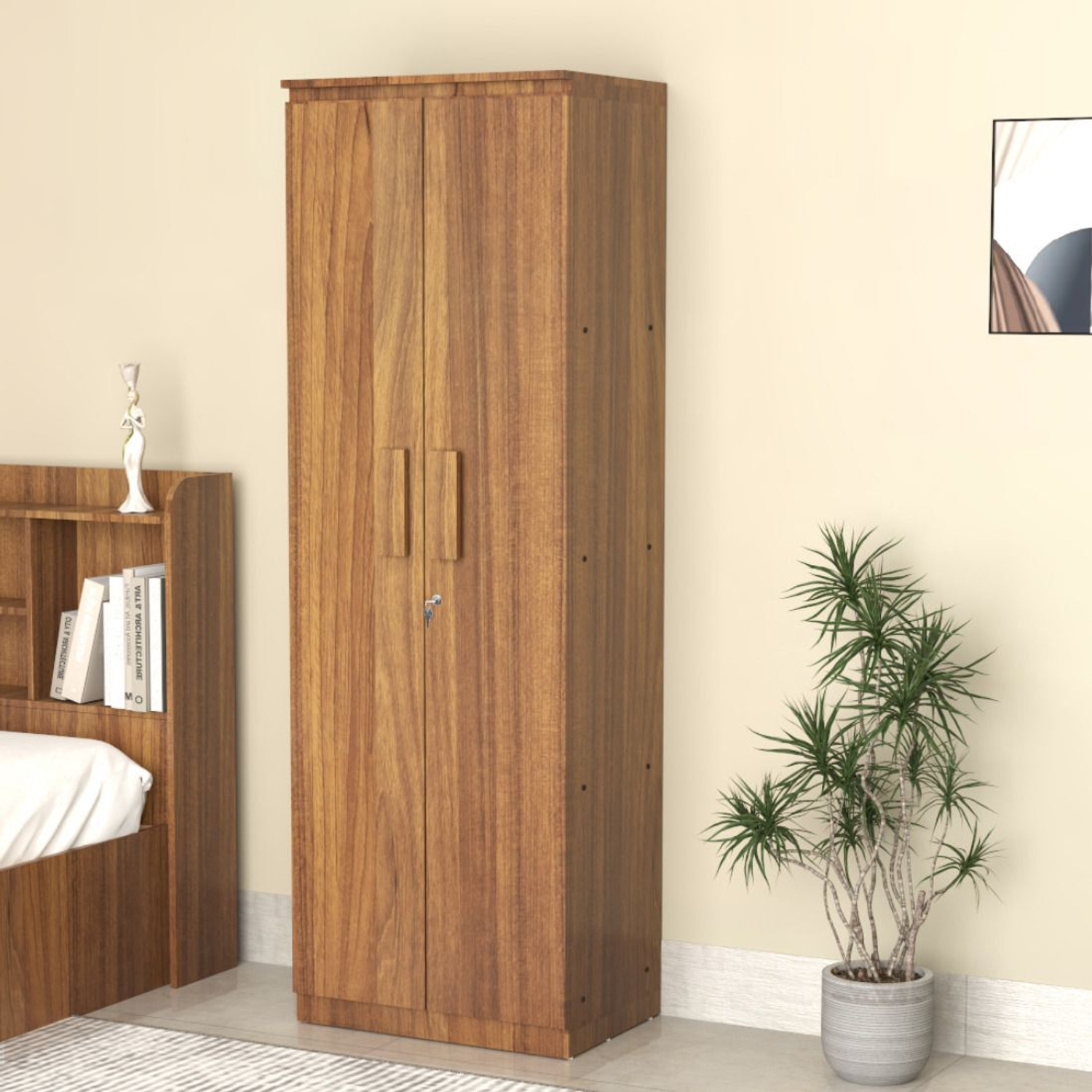 Image of neuspace Duo XS Compact Clothes Storage Cabinet with Multiple Shelves Engineered Wood 2 Door Wardrobe