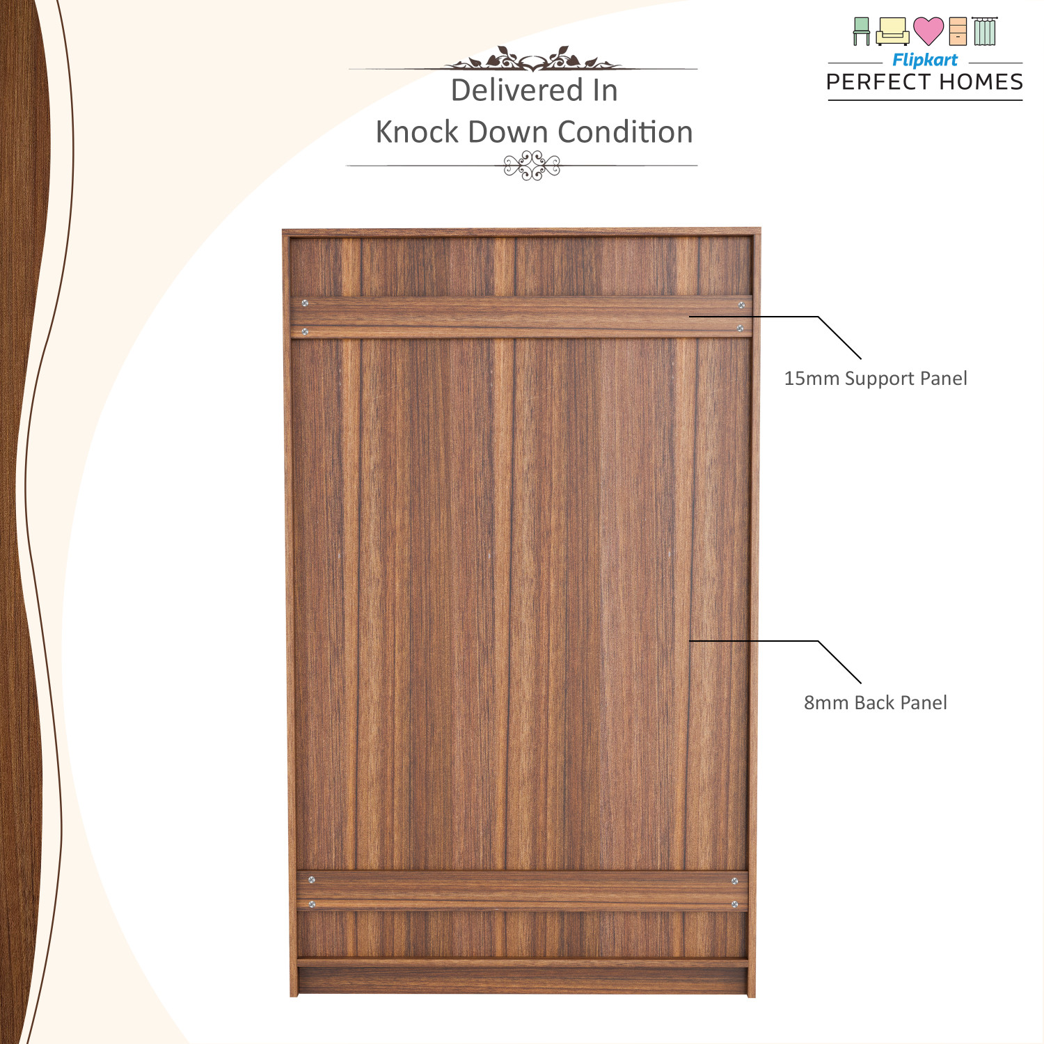 Image of Flipkart Perfect Homes Amora Engineered Wood 3 Door Wardrobe