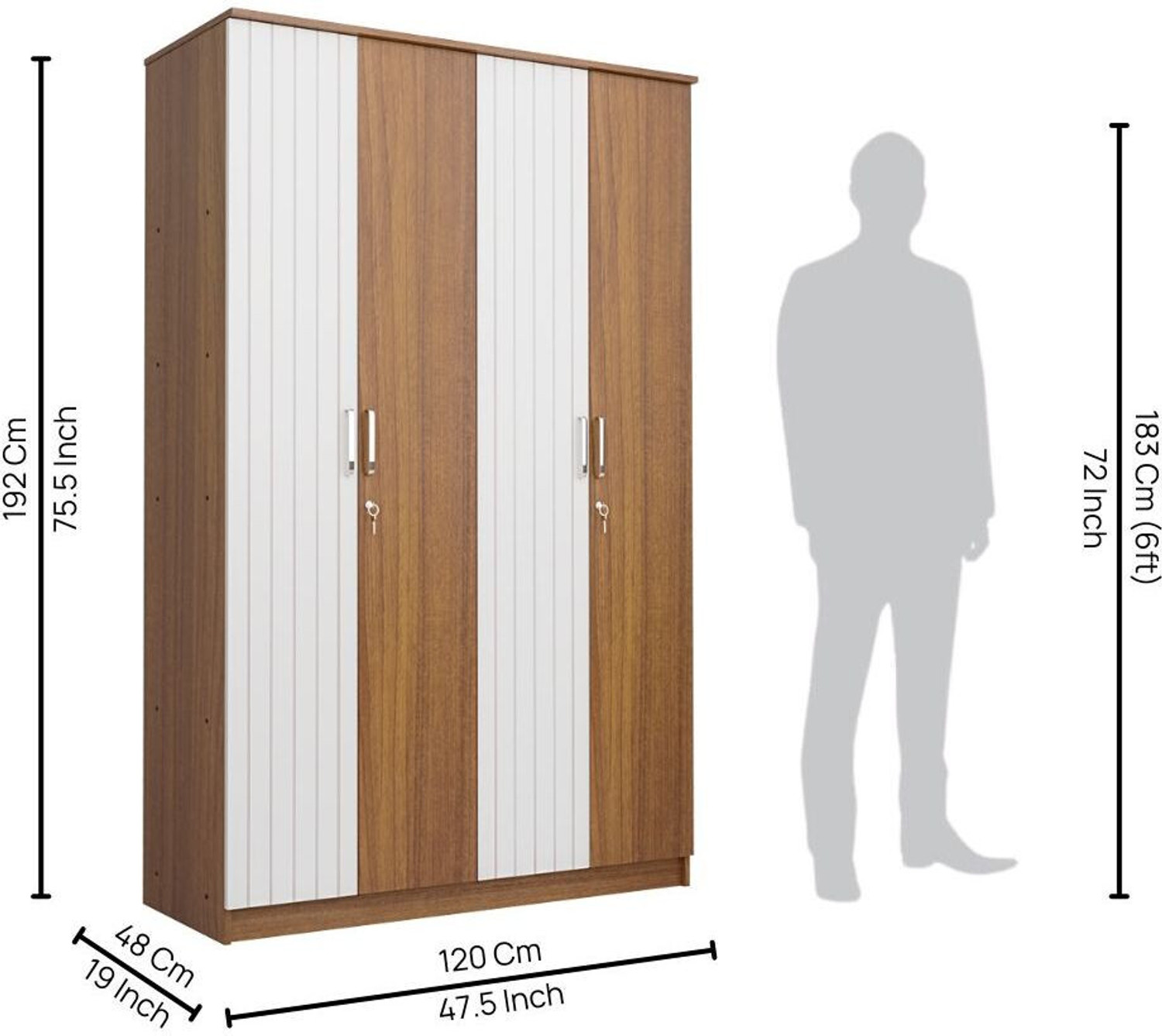 Image of neuspace Tetra Engineered Wood 4 Door Wardrobe