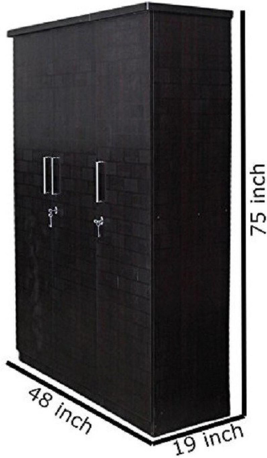 Image of CASPIAN Wooden Almirah for Clothes and Stacking space -Home Furniture Storage Engineered Wood 3 Door Wardrobe