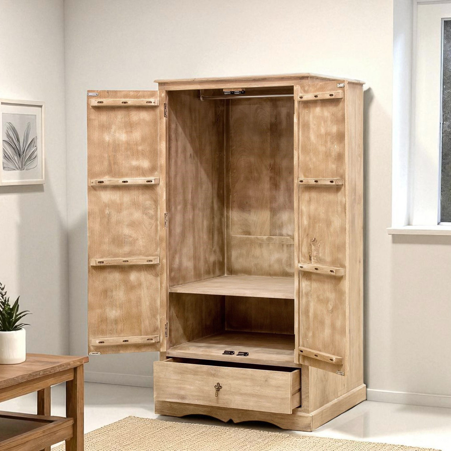 Image of THE ATTIC Solid Wood 2 Door Wardrobe