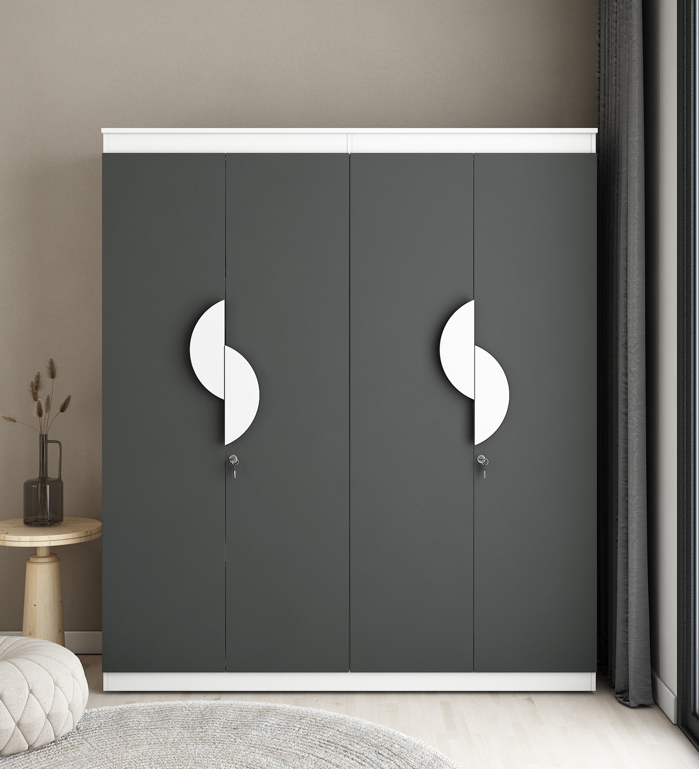 Image of A GLOBIA CREATIONS Alton Engineered Wood 4 Door Wardrobe