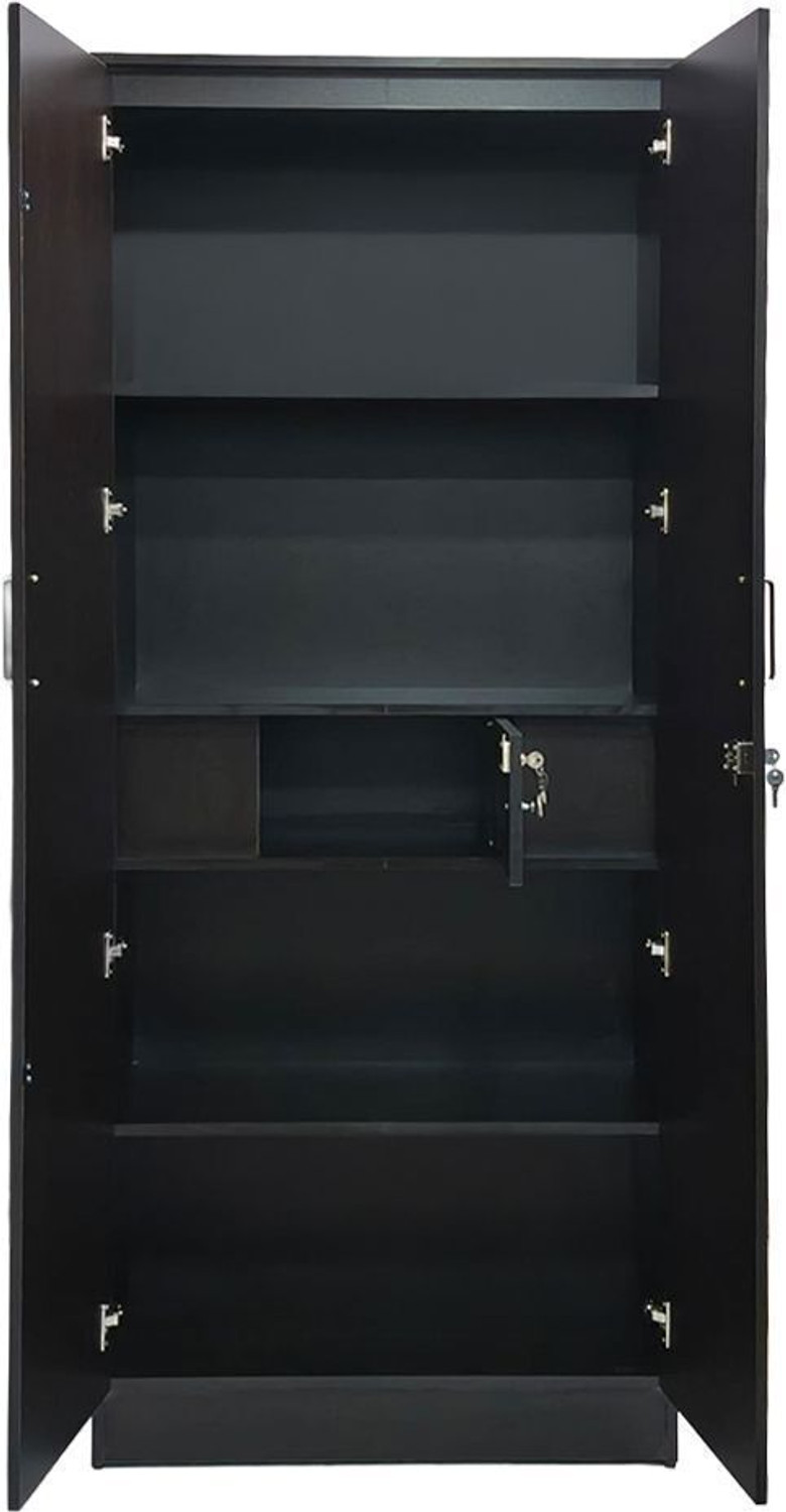 Image of KIK Verna 2 Door Wardrobe with Locker - Wenge Finish | Engineered Wood Almirah Engineered Wood 2 Door Wardrobe