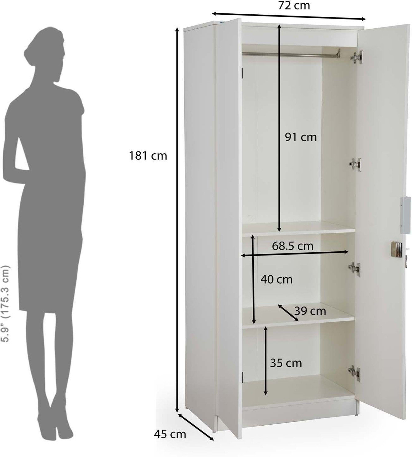 Image of Nilkamal Joyce Engineered Wood 2 Door Wardrobe