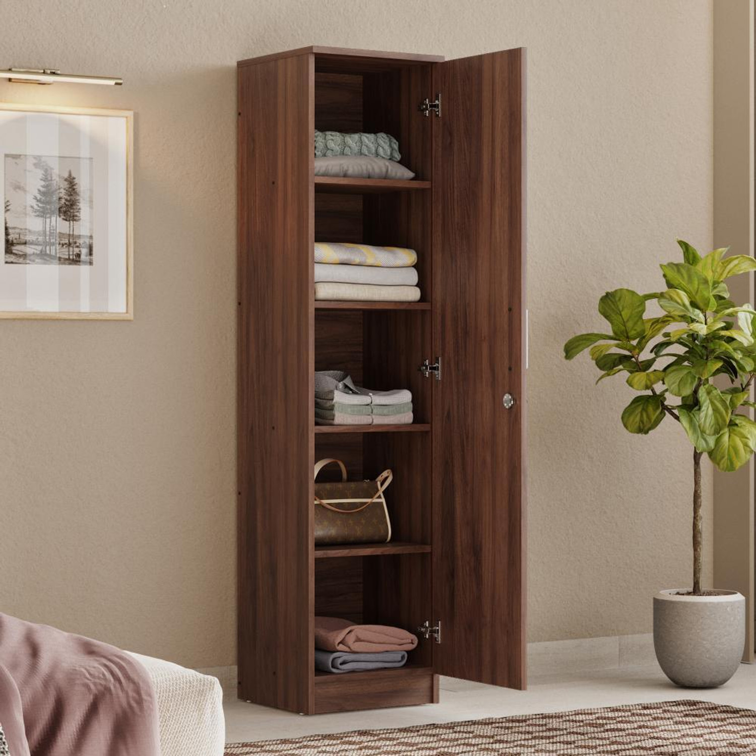 Image of Wakefit Hunor Engineered Wood 1 Door Wardrobe