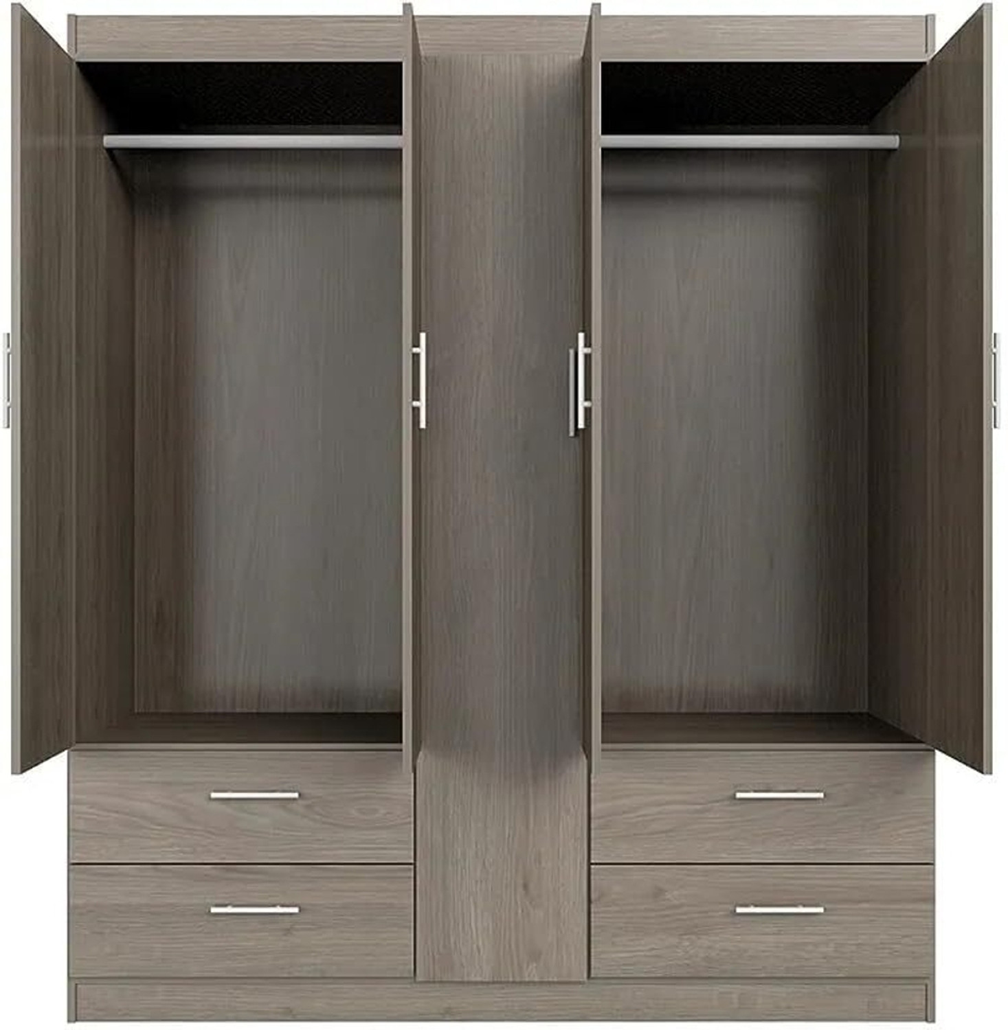 Image of CASPIAN Wooden Almirah for Clothes and Stacking space -Home Furniture Storage Engineered Wood 5 Door Wardrobe