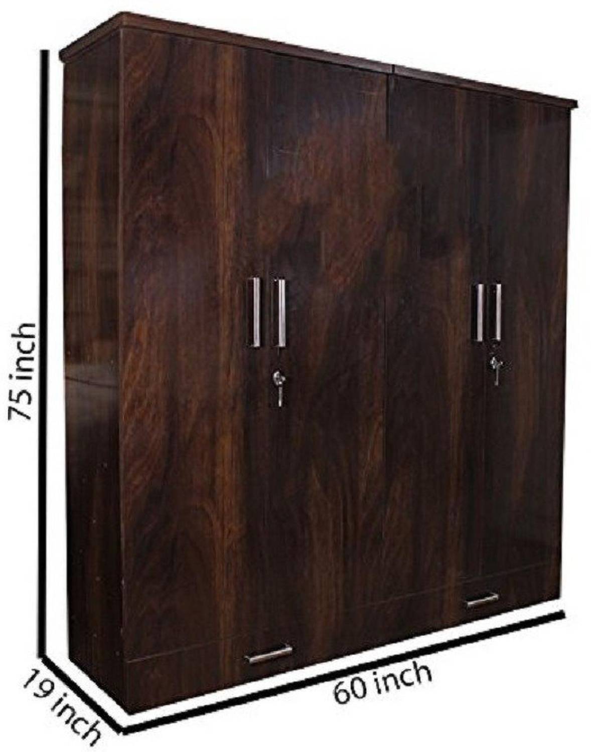 CASPIAN 4 Door Wooden Almirah Wardrobe - Image 5