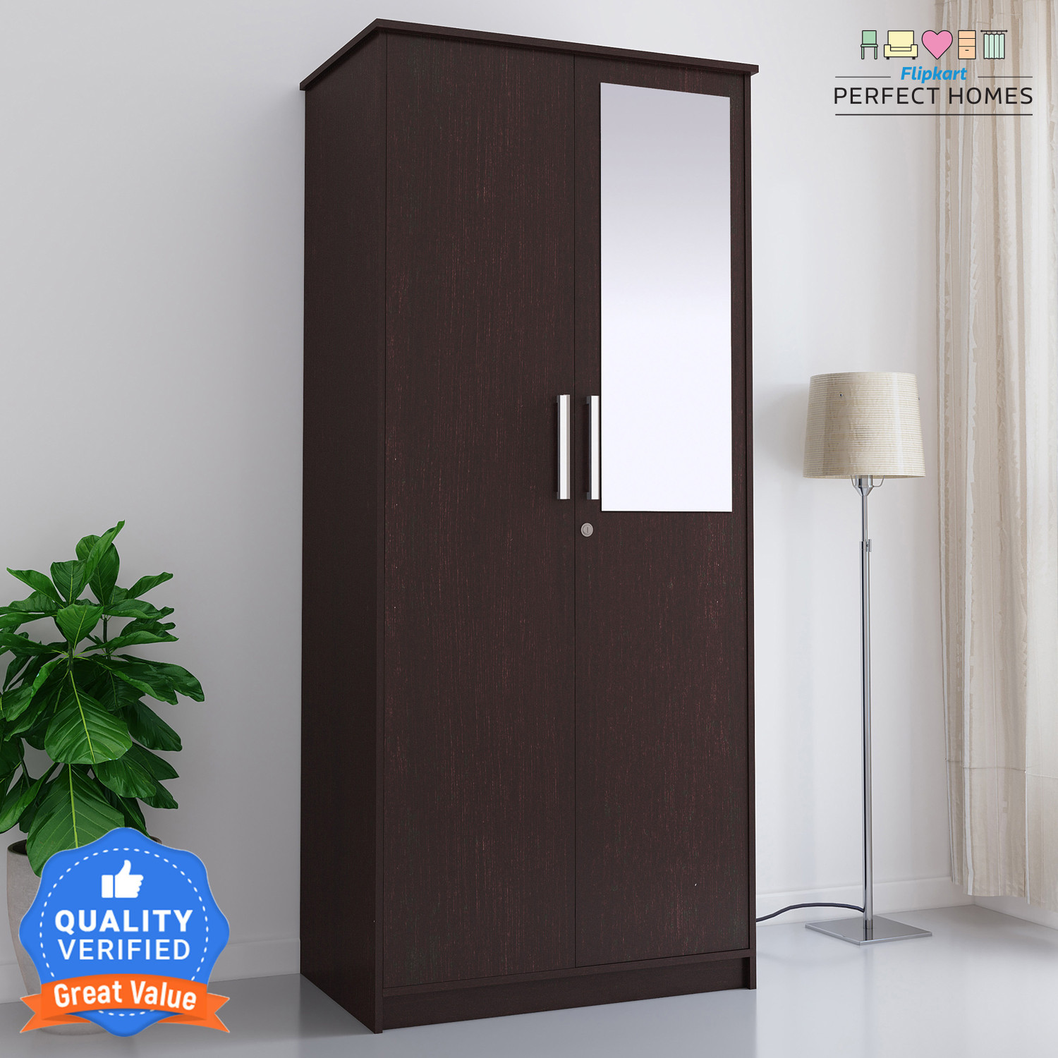 Image of Flipkart Perfect Homes Julian Engineered Wood 2 Door Wardrobe