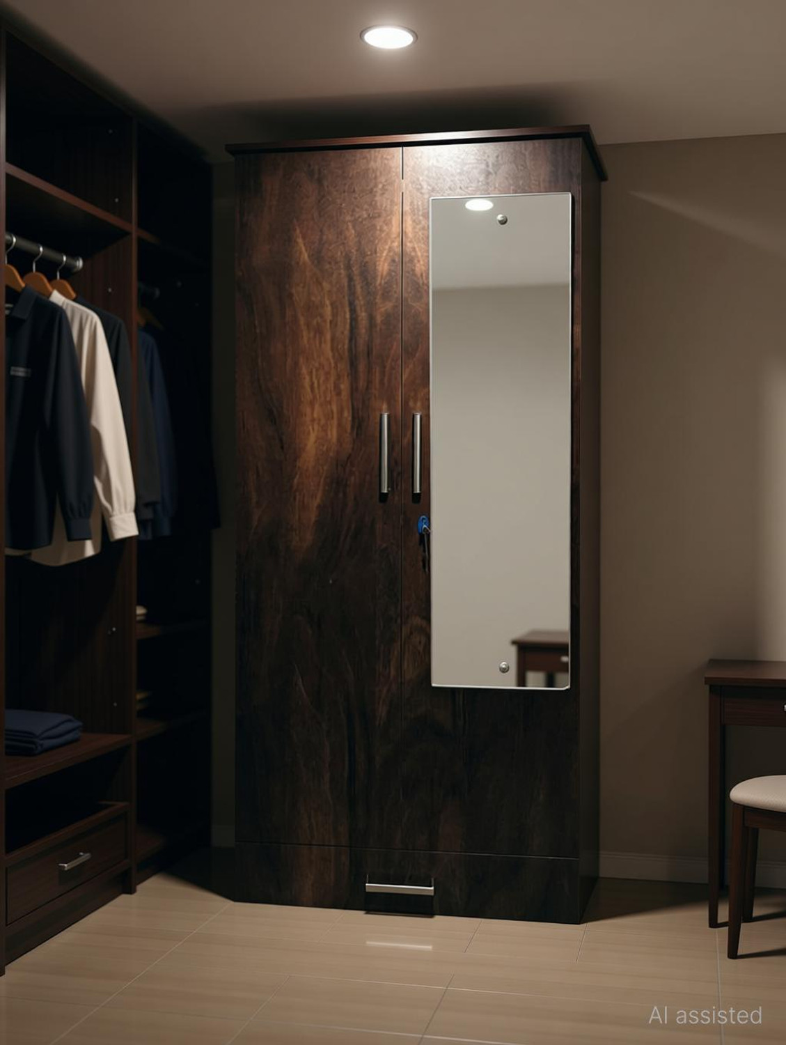 Image of CASPIAN Wooden Almirah for Clothes and Stacking space -Home Furniture Storage Engineered Wood 2 Door Wardrobe