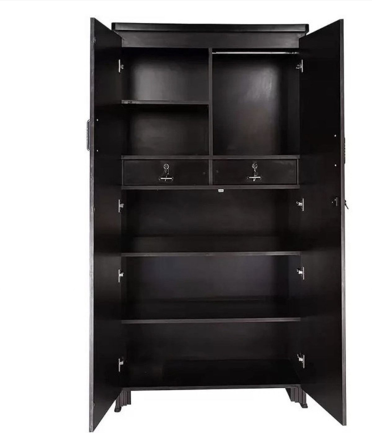 Image of CASPIAN Wooden Almirah for Clothes and Stacking space -Home Furniture Storage Engineered Wood 2 Door Wardrobe