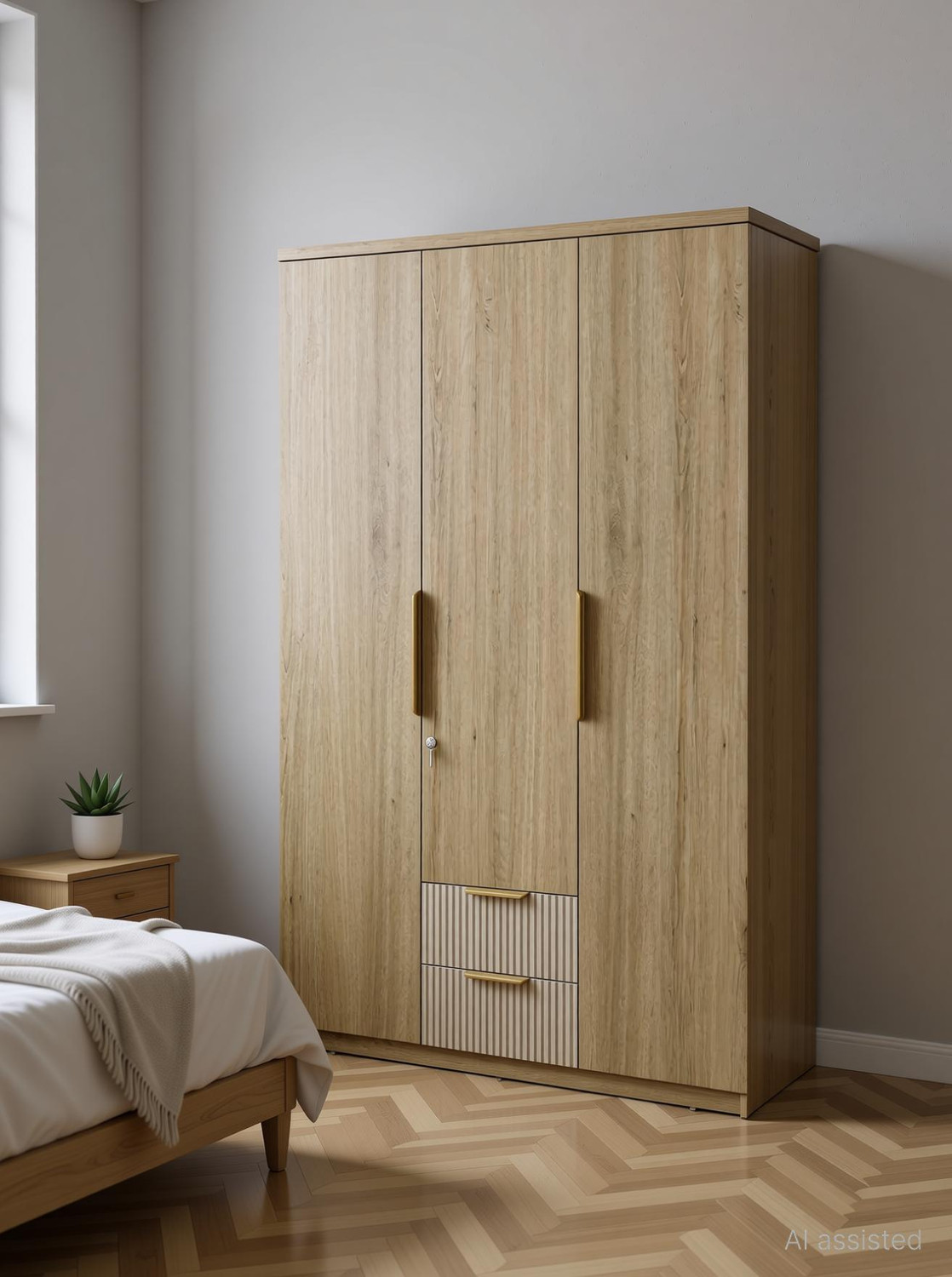 Image of SPACEWOOD VERTA Engineered Wood 3 Door Wardrobe