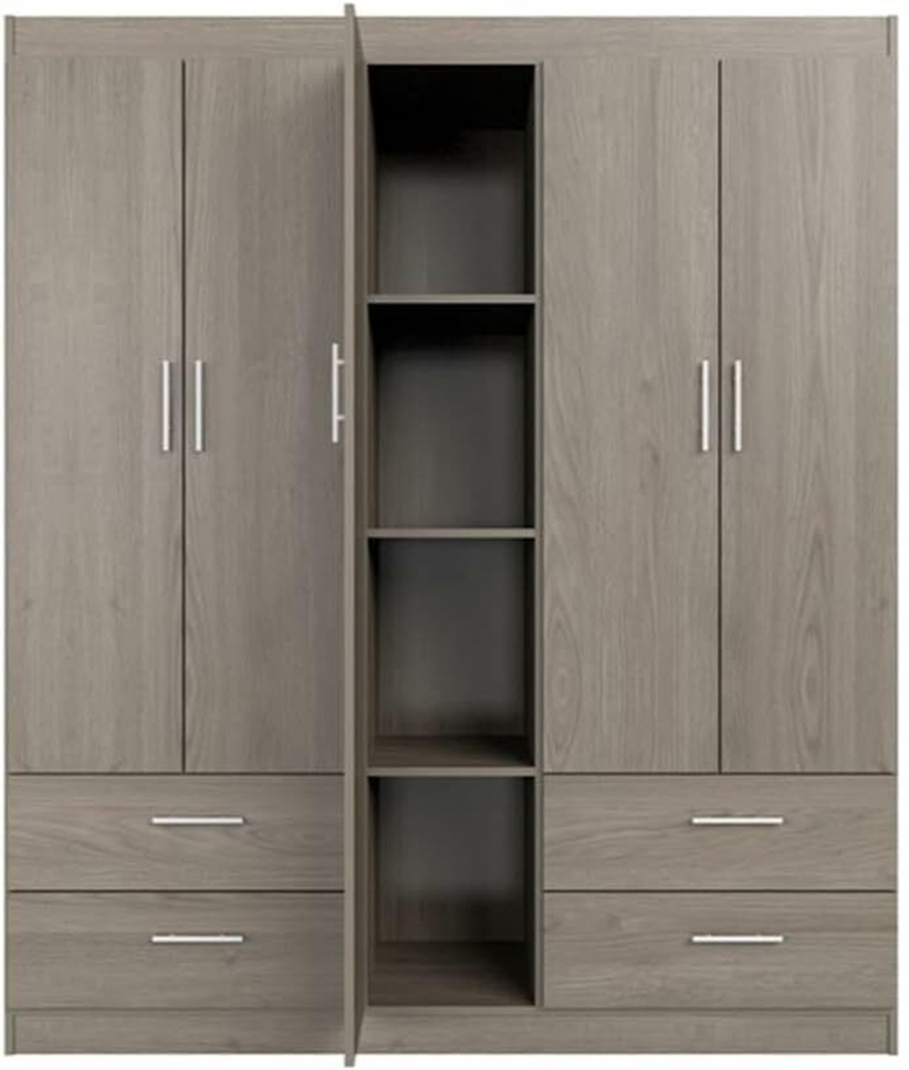 Image of CASPIAN Wooden Almirah for Clothes and Stacking space -Home Furniture Storage Engineered Wood 5 Door Wardrobe