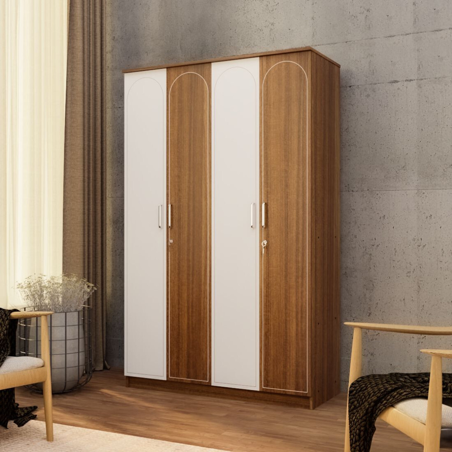 Image of neuspace Tetra Engineered Wood 4 Door Wardrobe