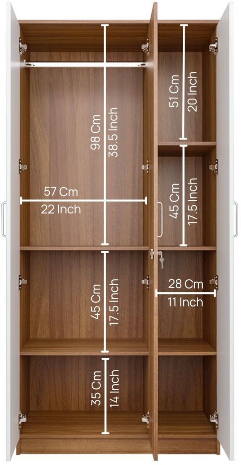 Image of neuspace Trio Engineered Wood 3 Door Wardrobe