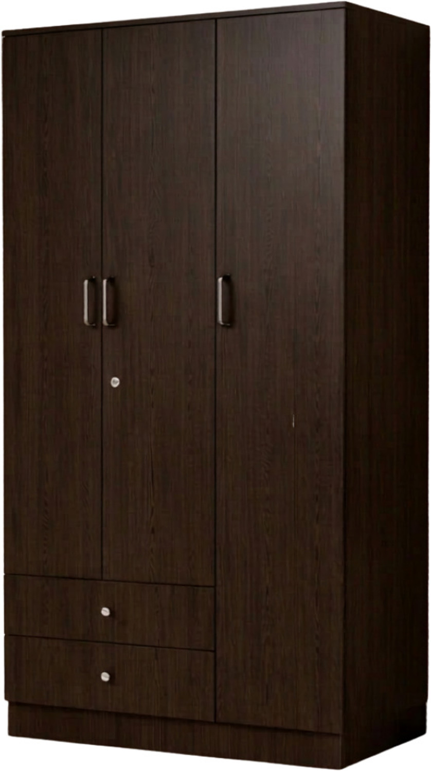 Image of neuspace Trio 3 Door Wardrobe with 2 Drawers, Hanging Space & Shelves Engineered Wood 3 Door Wardrobe