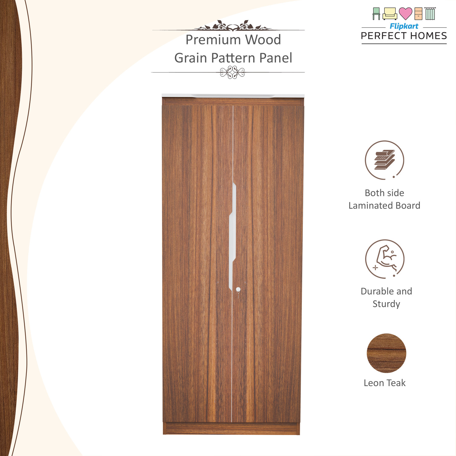 Image of Flipkart Perfect Homes Amora Engineered Wood 2 Door Wardrobe