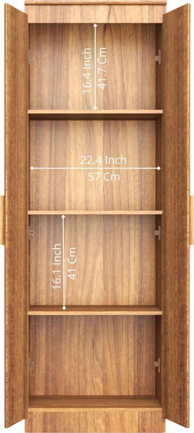 Image of neuspace Duo XS Compact Clothes Storage Cabinet with Multiple Shelves Engineered Wood 2 Door Wardrobe